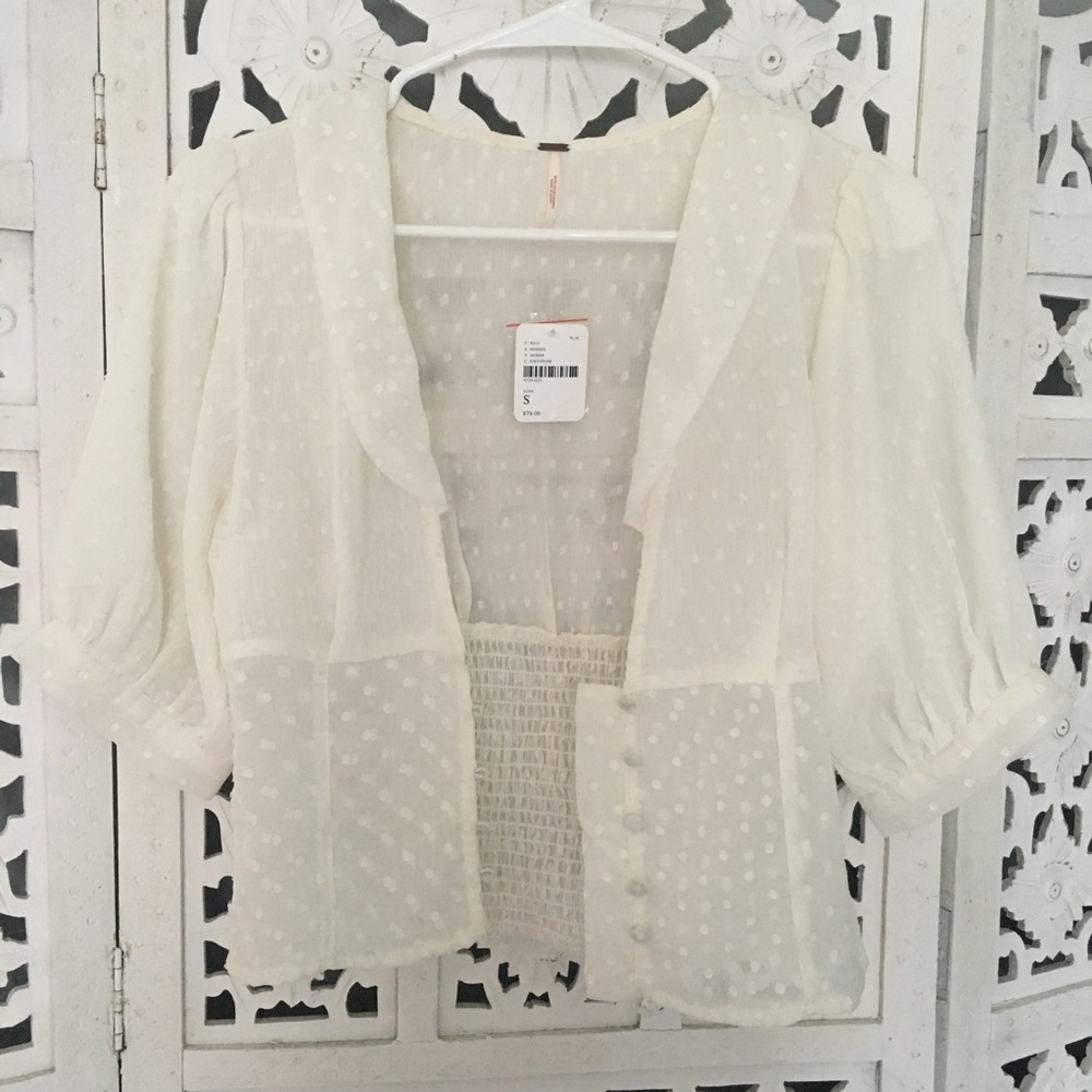Free people sheer ivory blouse
